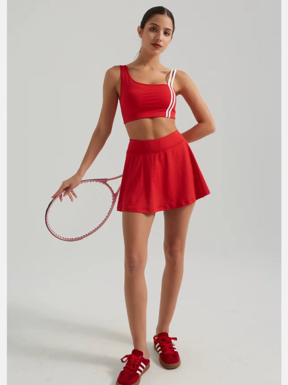 OTOS Activewear Set Mini Skirt/Skort Sport Bra /Top Tennis Versatile Red Various